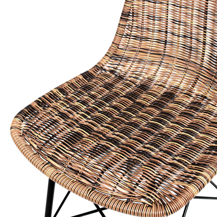 Chaise de bar 63 cm en résine tressé marron (lot de 2)-Tiptur cropped-5