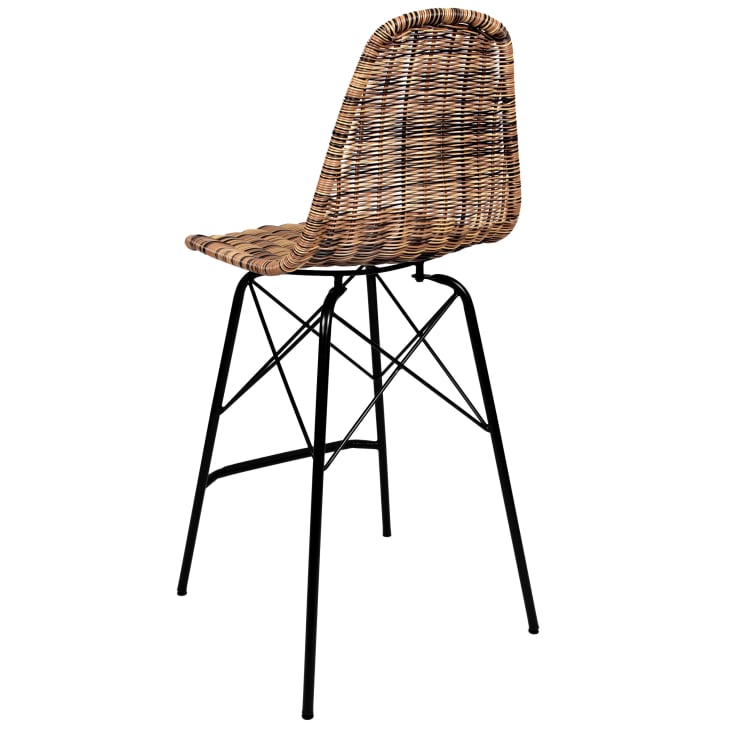 Chaise de bar 63 cm en résine tressé marron (lot de 2)-Tiptur cropped-6