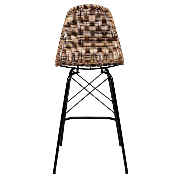 Chaise de bar 63 cm en résine tressé marron (lot de 2)-Tiptur cropped-7