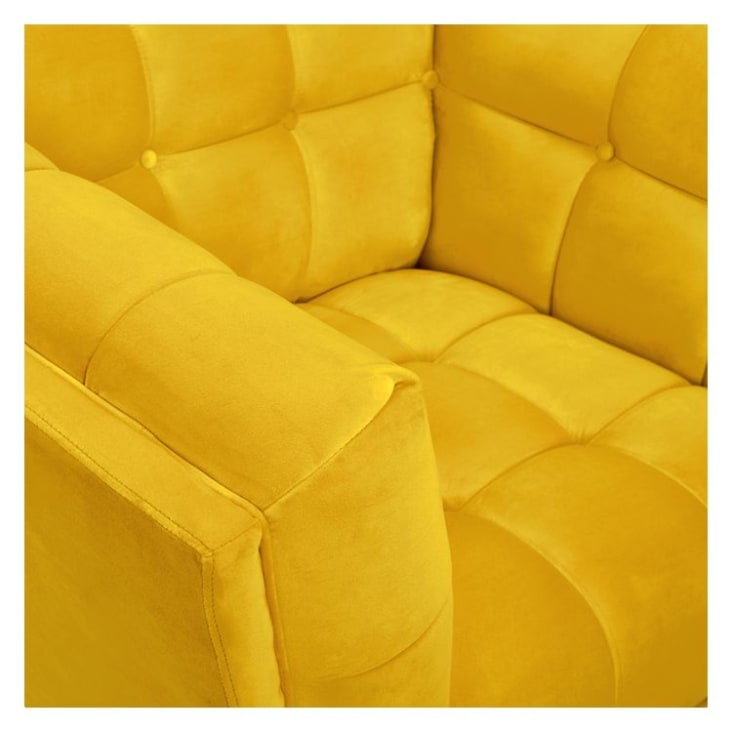Fauteuil en velours jaune pieds-Mona cropped-4