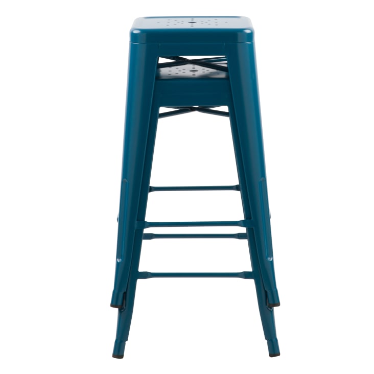 Sedia per isola centrale in metallo blu opaco 66 cm set di 2
