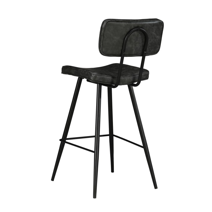 Chaise bar mi-hauteur 66 cm cuir synthétique gris / noir (x2)-Texas cropped-7