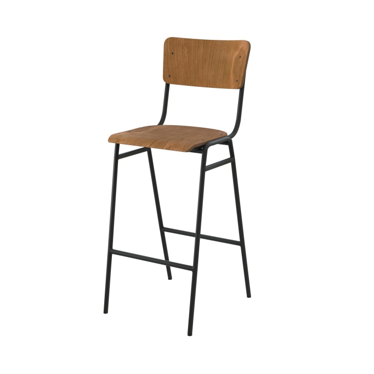 Chaise de bar 75 cm en bois (lot de 2)-Clem cropped-2