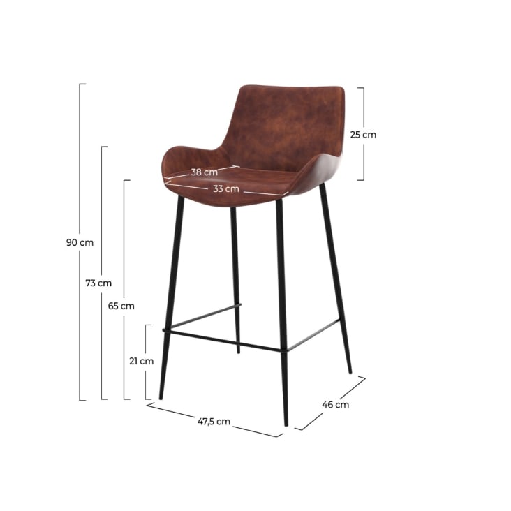 Chaise pour îlot central 65 cm cuir synthétique marron (lot de 2)-Pirata cropped-3