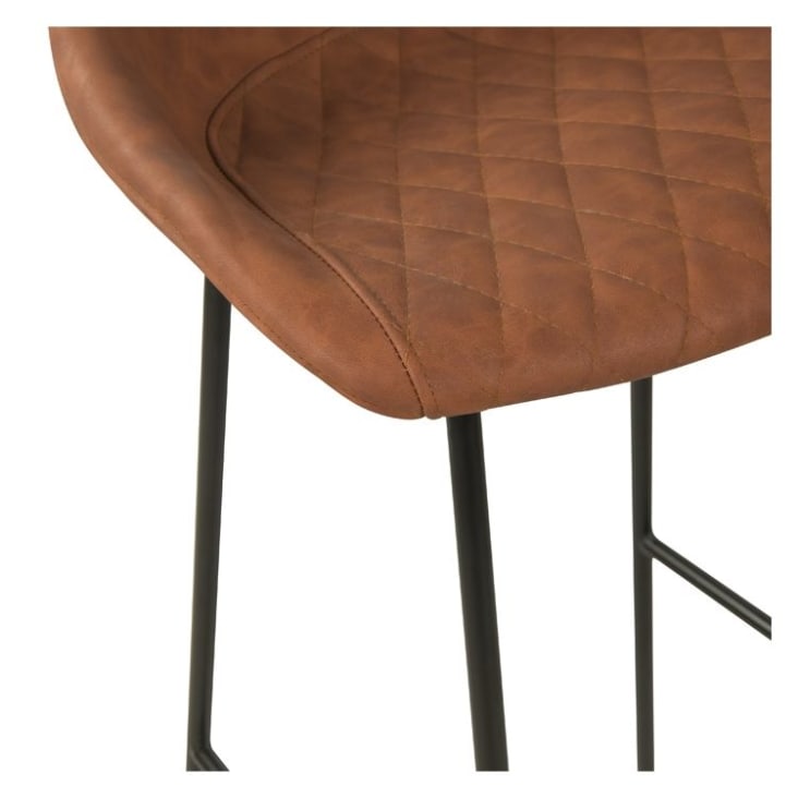 Chaise de bar 75 cm en simili cuir camel (lot de 2)-Camini cropped-4