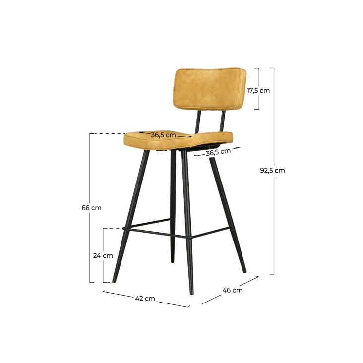 Chaise de bar mi-hauteur 66 cm cuir synthétique jaune (x2)-Texas cropped-3