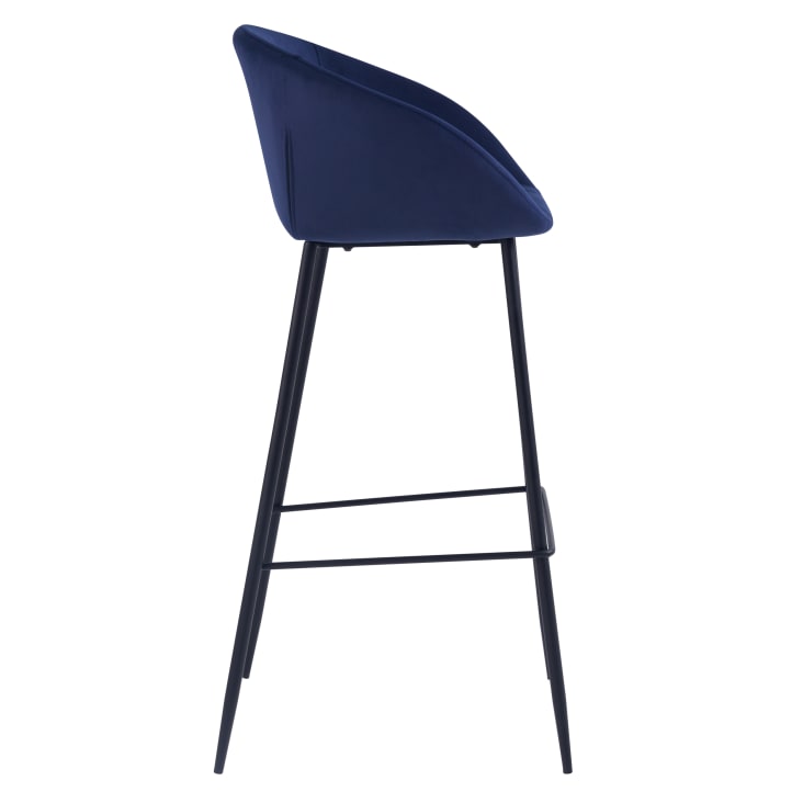 Chaise de bar 75 cm en velours bleu (lot de 2)-Marquise cropped-5