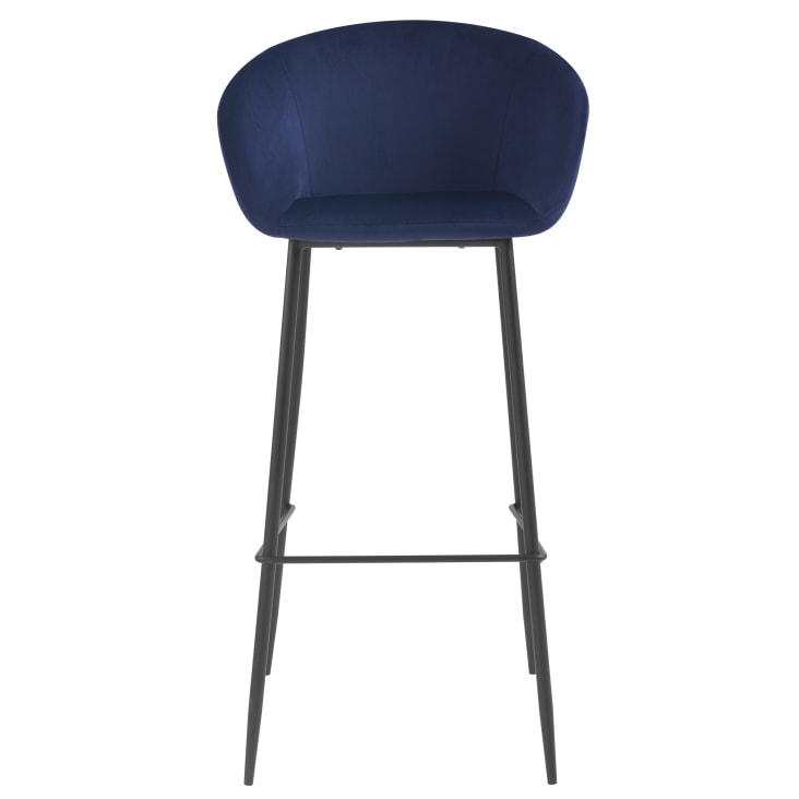 Chaise de bar 75 cm en velours bleu (lot de 2)-Marquise cropped-6
