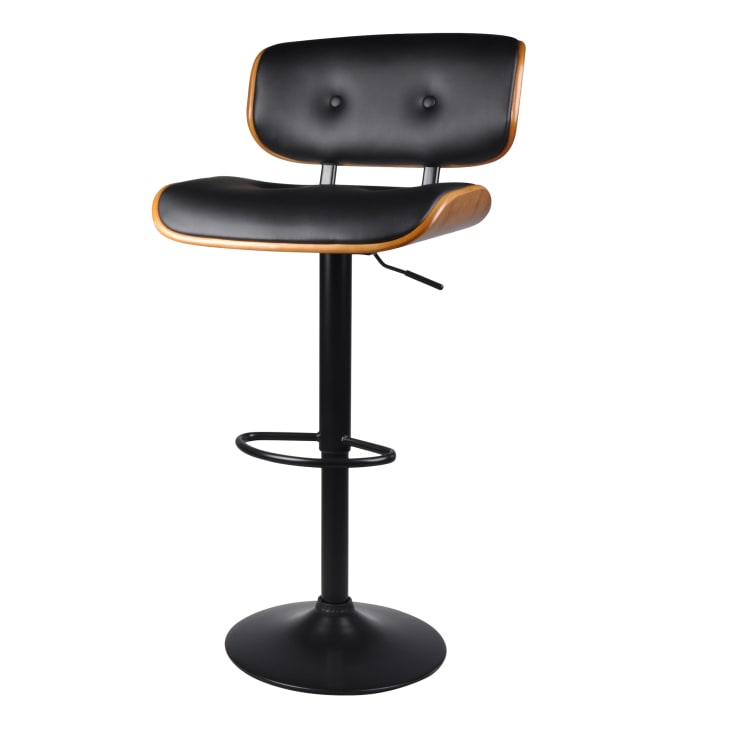 Chaise de bar réglable 69/91 cm en cuir synthétique noir-Melchior
