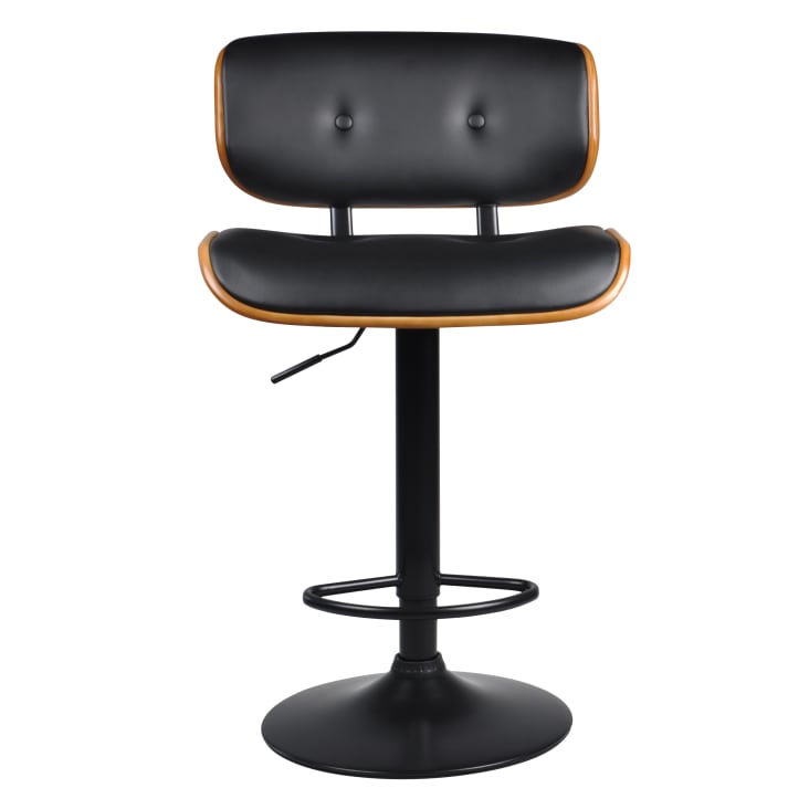 Chaise de bar réglable 69/91 cm en cuir synthétique noir-Melchior cropped-7