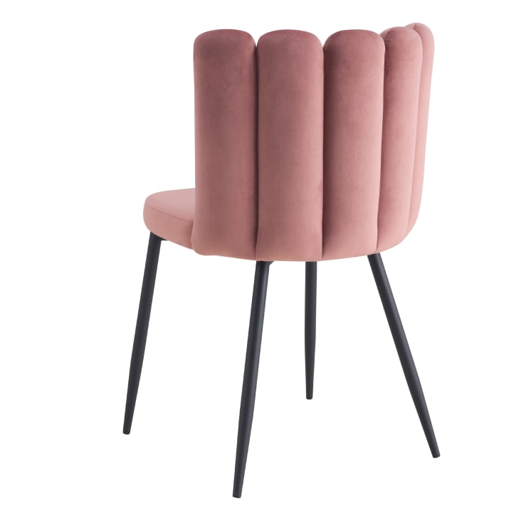 Sedia da pranzo in velluto Rosa con gambe in metallo Cromo - PARIS 2 sedie  - 011011