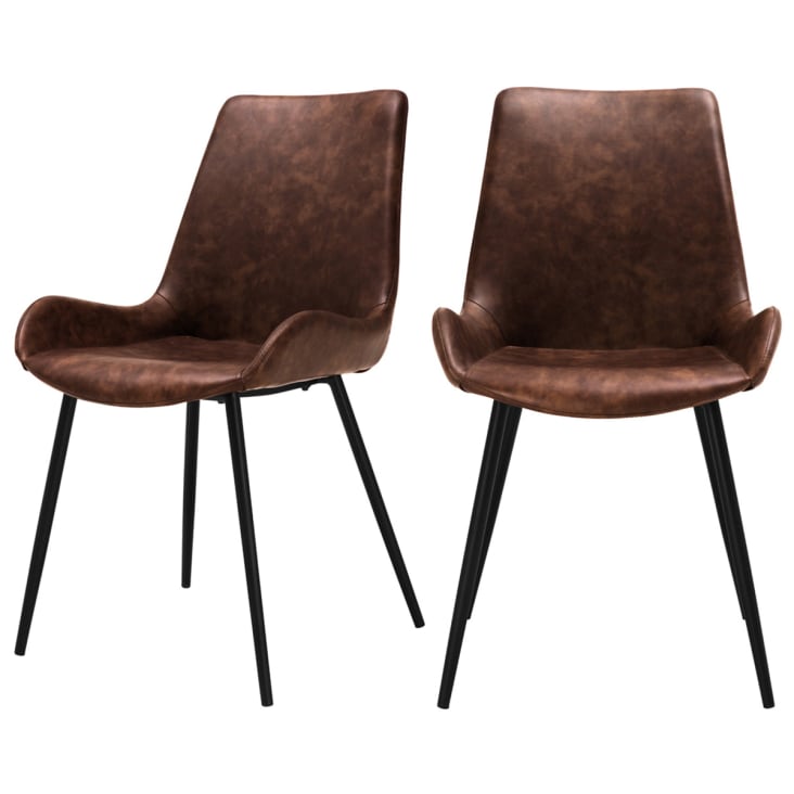 Chaise en cuir synthétique marron (lot de 2)-Austin