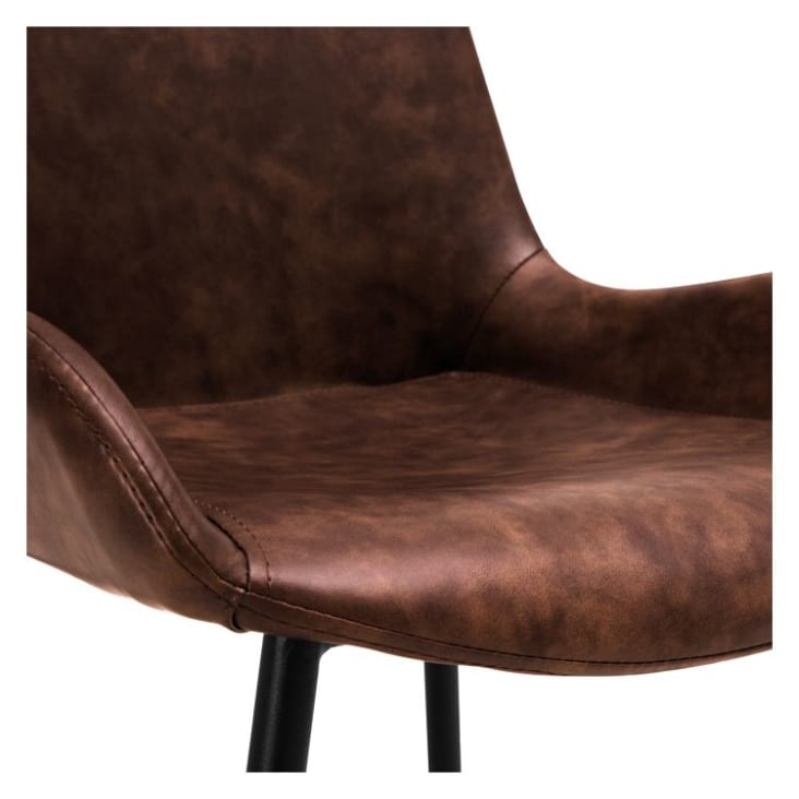 Chaise en cuir synthétique marron (lot de 2)-Austin cropped-4