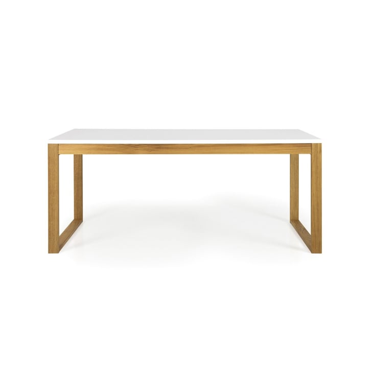 Table à manger 180x90cm en bois plateau blanc-Madia