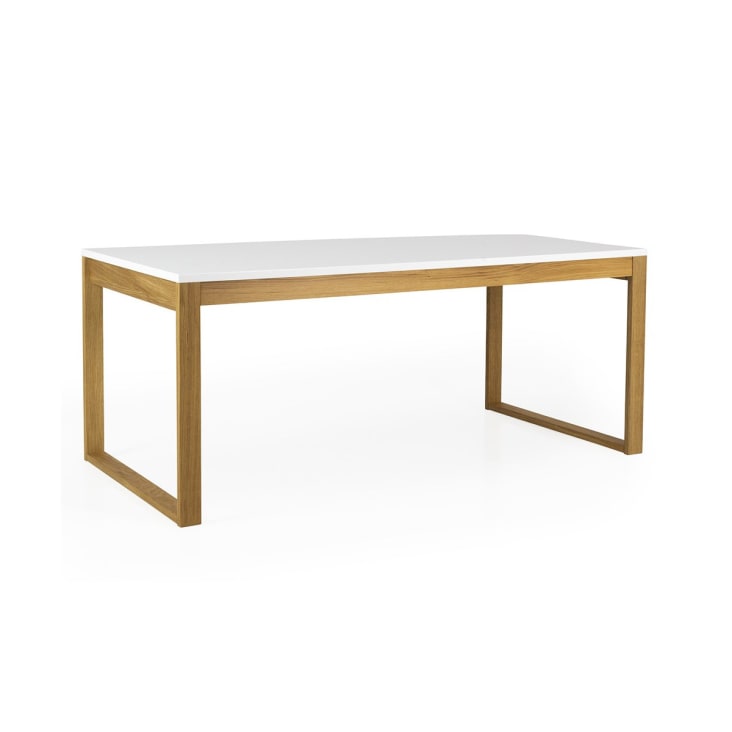 Table à manger 180x90cm en bois plateau blanc-Madia cropped-2