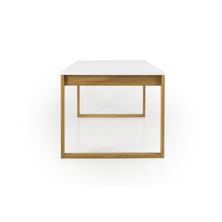 Table à manger 180x90cm en bois plateau blanc-Madia cropped-3
