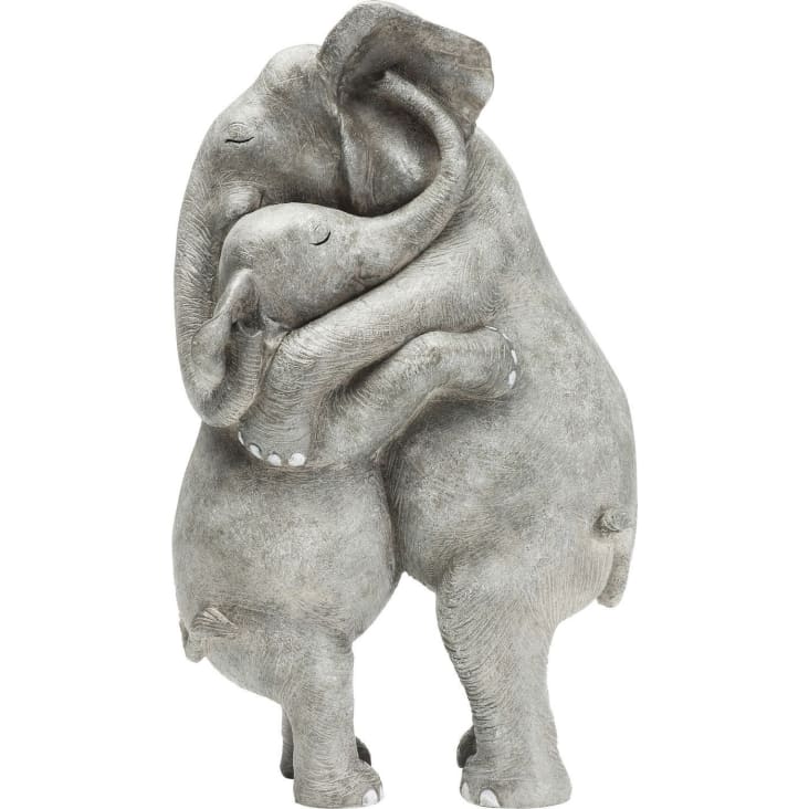 Statuette éléphants câlin en polyrésine grise H36 Elephant Maisons du Monde