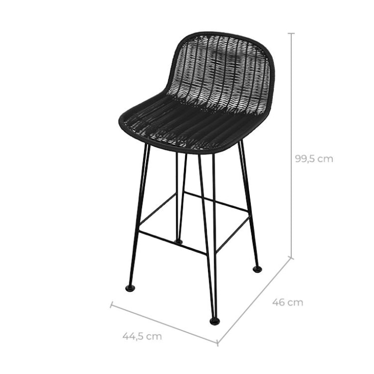 Chaise de bar 76 cm en résine tressée noire (lot de 2)-Jigani cropped-3