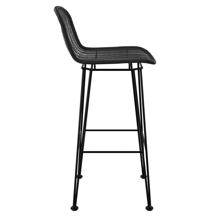 Chaise de bar 76 cm en résine tressée noire (lot de 2)-Jigani cropped-7