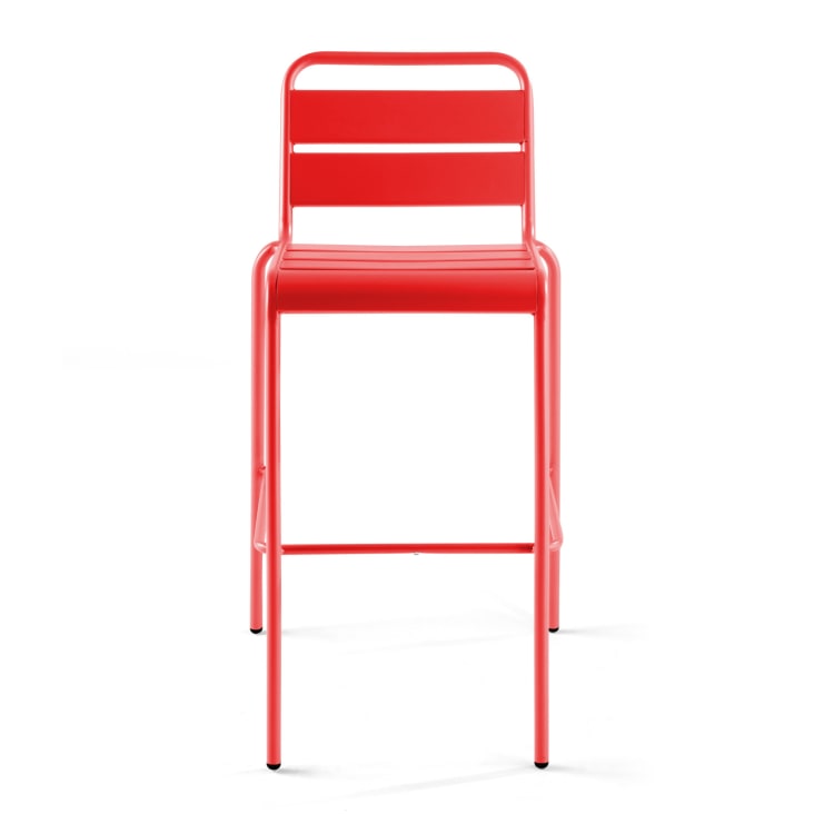 Ensemble table de bar et 2 chaises hautes en métal rouge-Palavas cropped-10
