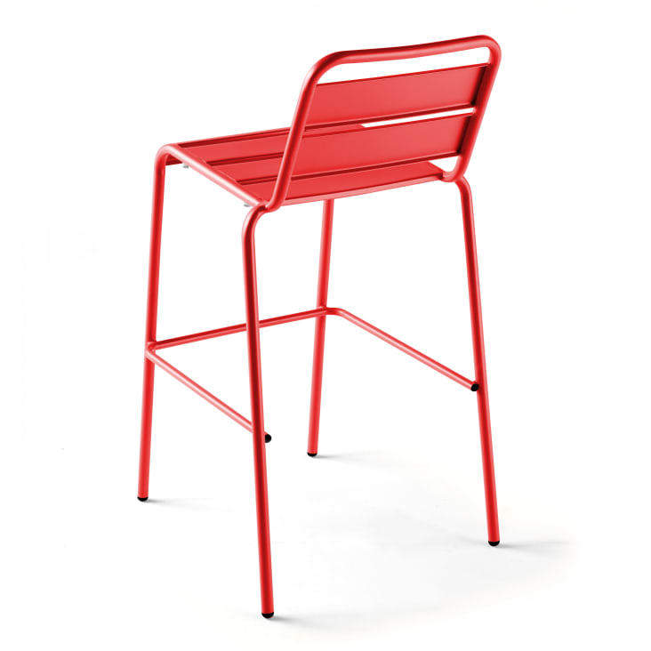 Ensemble table de bar et 2 chaises hautes en métal rouge-Palavas cropped-4
