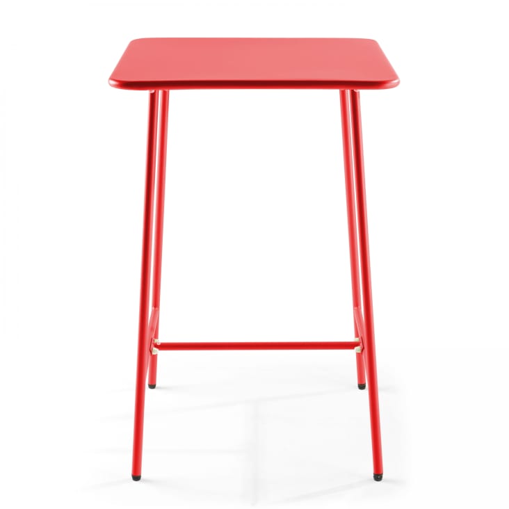Ensemble table de bar et 2 chaises hautes en métal rouge-Palavas cropped-6