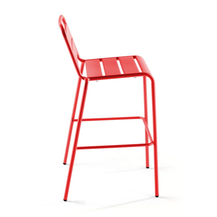 Ensemble table de bar et 2 chaises hautes en métal rouge-Palavas cropped-9