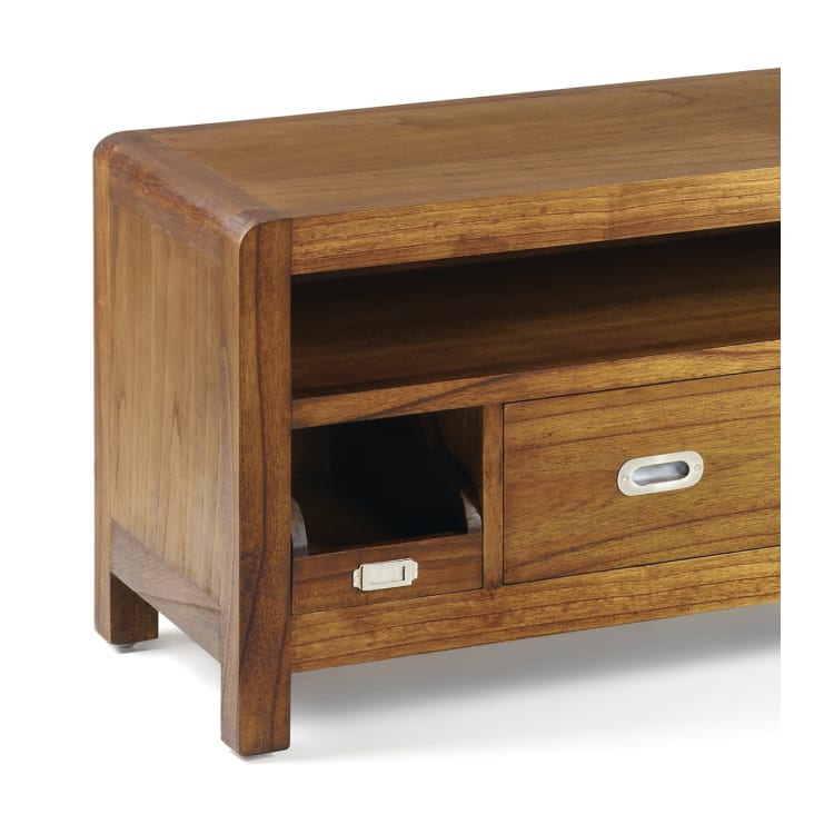 Mueble tv marrón con 2 cajones grandes y 1 pequeño de madera de mindi Eden