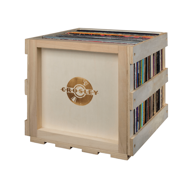 Caisse de rangement en bois pour disques vinyle