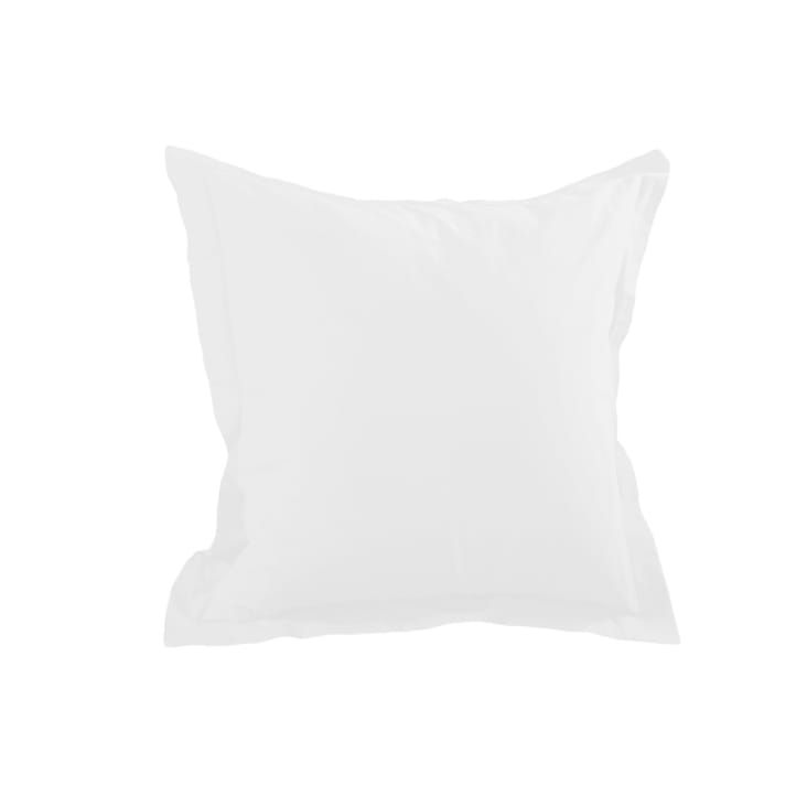 Taie d'oreiller unie en coton blanc 65x65 cm cropped-3