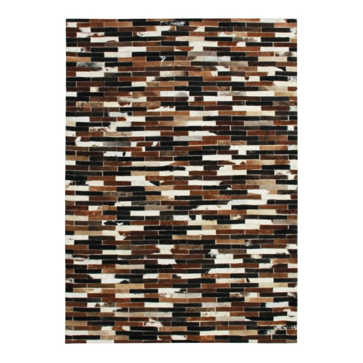 Tapis en cuirs recyclés lignes marron multi 120x170-Cuir
