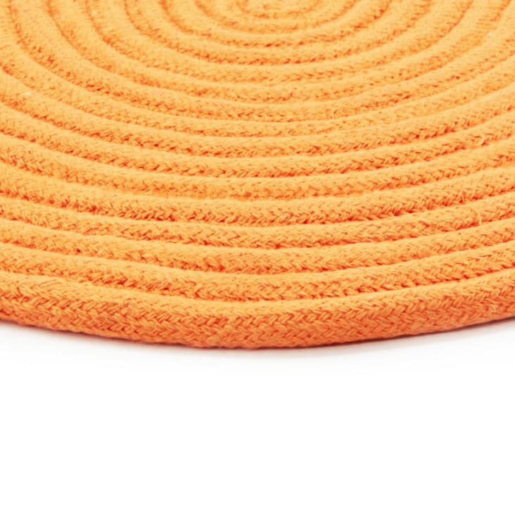 Tapis en coton réversible effet cordage jaune orangé diam.120-Tam cropped-3