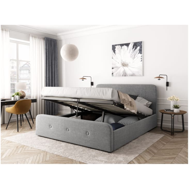 Cadre de lit avec sommier relevable à lattes - Gris - 160 cm-Bala cropped-2