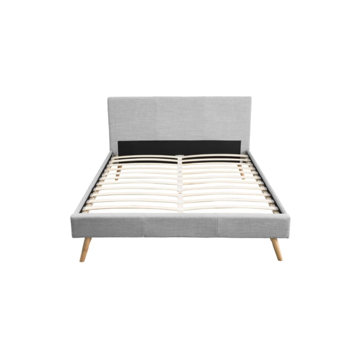 Cadre de lit avec sommier à lattes - Gris clair - Largeur 160 cm-Lodi