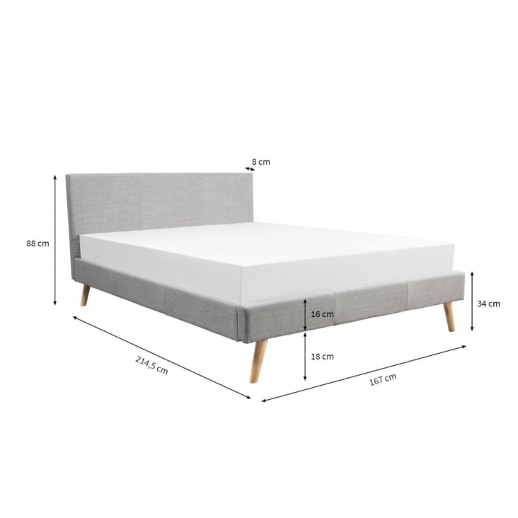 Cadre de lit avec sommier à lattes - Gris clair - Largeur 160 cm-Lodi cropped-10