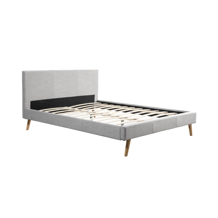 Cadre de lit avec sommier à lattes - Gris clair - Largeur 160 cm-Lodi cropped-3
