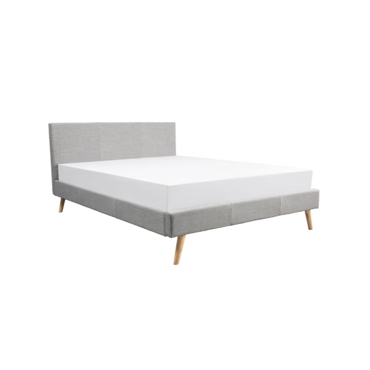 Cadre de lit avec sommier à lattes - Gris clair - Largeur 160 cm-Lodi cropped-8