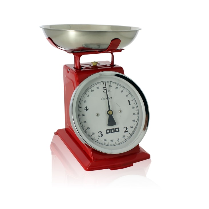 Balance de cuisine mécanique en inox rouge 5kg/20g-BAL