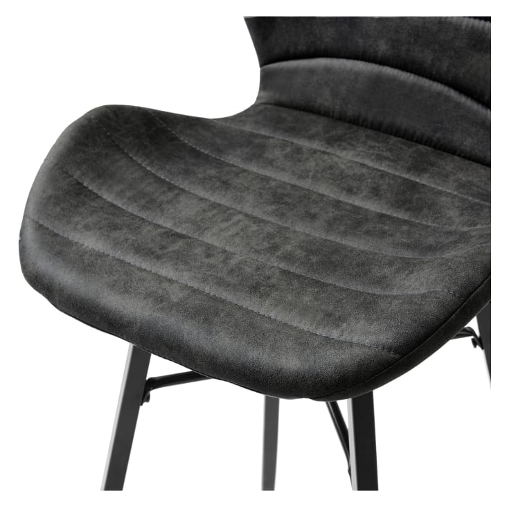 Chaise haute industrielle micro vintage marron foncé/métal noir (x2)-Arizona cropped-10
