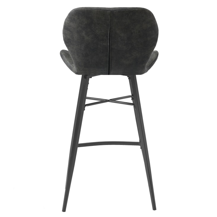 Chaise haute industrielle micro vintage marron foncé/métal noir (x2)-Arizona cropped-3