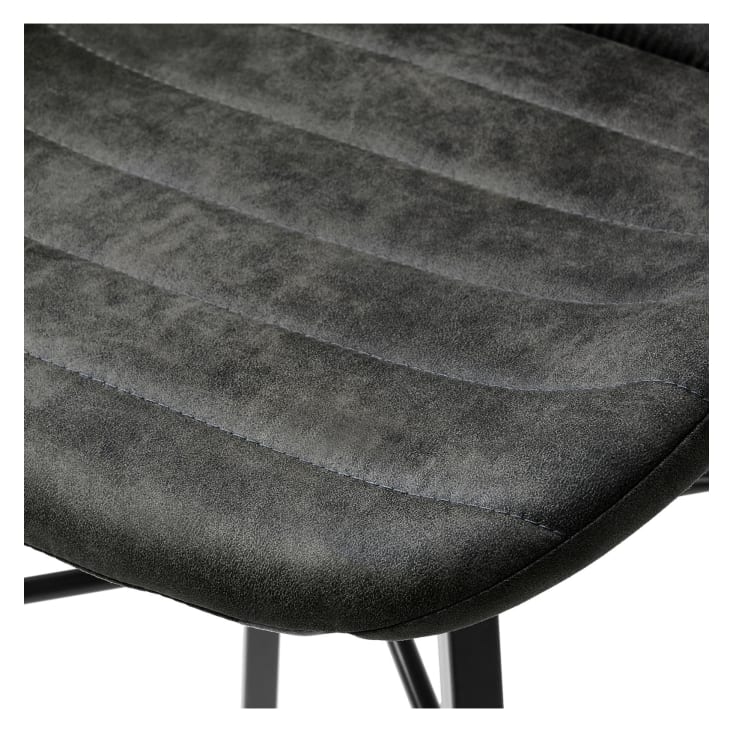 Chaise haute industrielle micro vintage marron foncé/métal noir (x2)-Arizona cropped-4