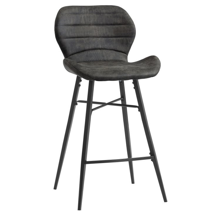 Chaise haute industrielle micro vintage marron foncé/métal noir (x2)-Arizona cropped-8