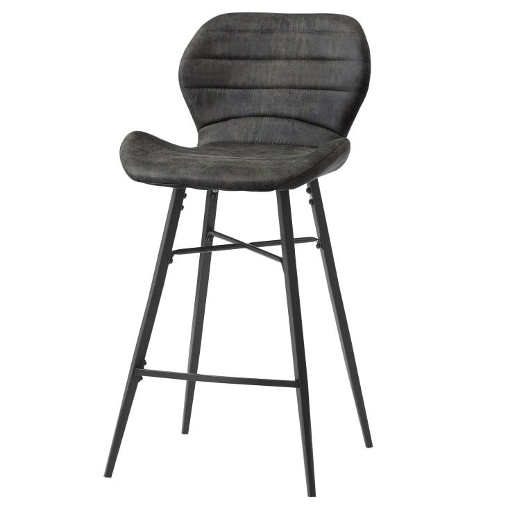Chaise haute industrielle micro vintage marron foncé/métal noir (x2)-Arizona cropped-9