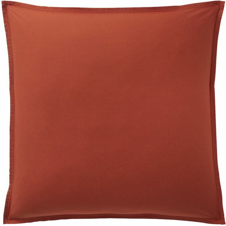 Taie d'oreiller percale de coton rouge 65x65 cm-Orange