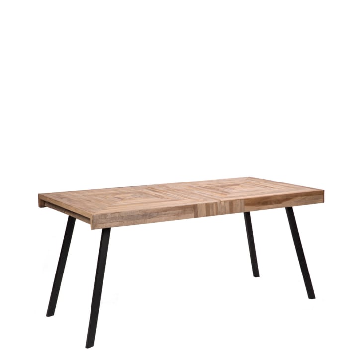 Table à manger en métal et teck recyclé 160x80cm bois-Pamenang cropped-5