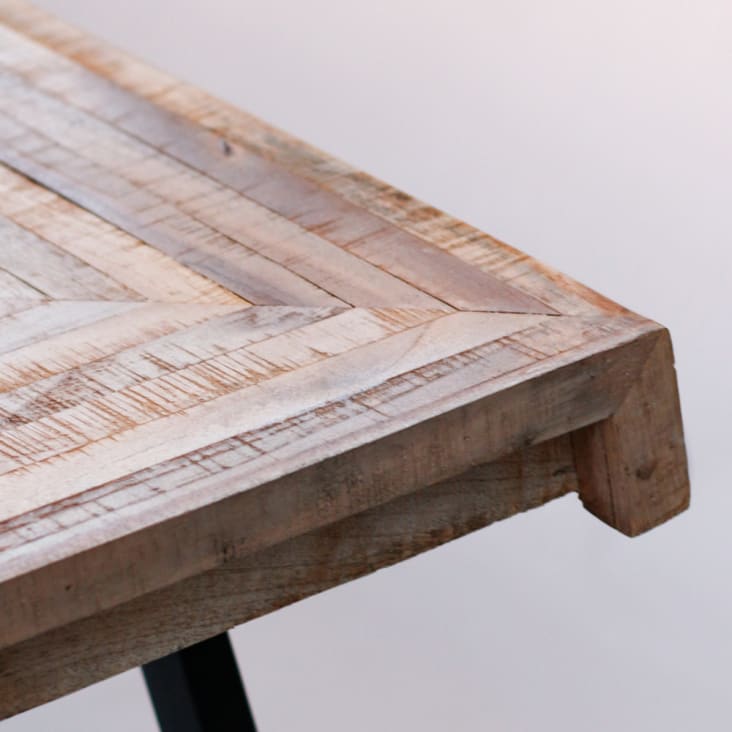 Table à manger en métal et teck recyclé 160x80cm bois-Pamenang cropped-7
