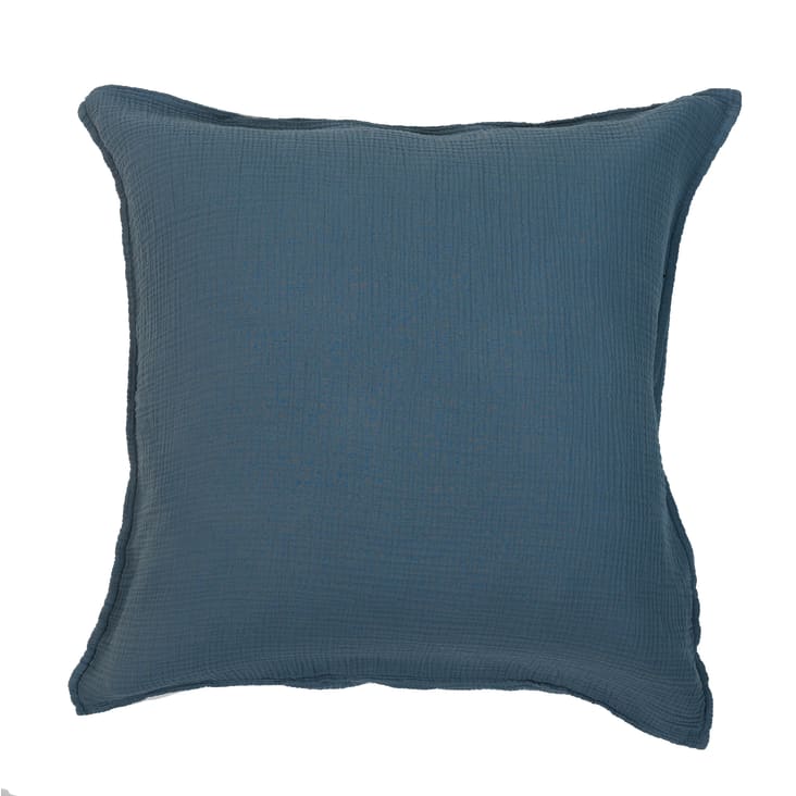 Federa Cuscino 40x60 In Puro Cotone Jersey Con Cerniera - Blu Morbido Per Divano E Letto