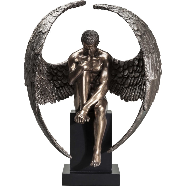 Statue Ange décorative en résine patinée dorée. Haut. 33 cm. TB état