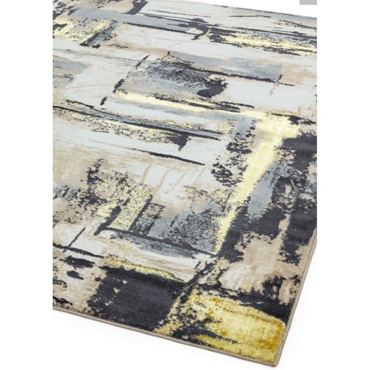 Tapis de salon moderne en polyester jaune 80x160 cm-DECOR cropped-2