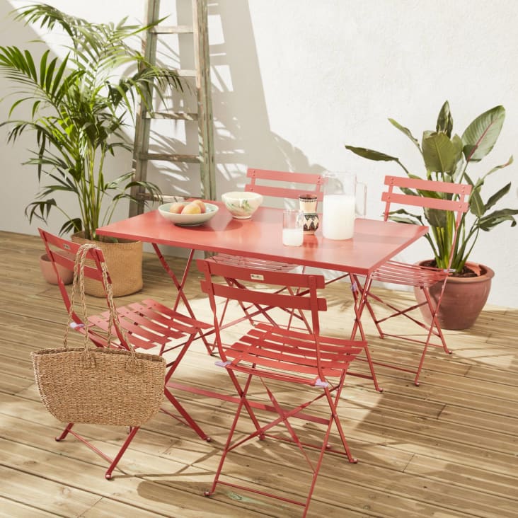 Table de jardin bistrot pliable - emilia rectangle terra cotta - table-Emilia 110x70cm cropped-4